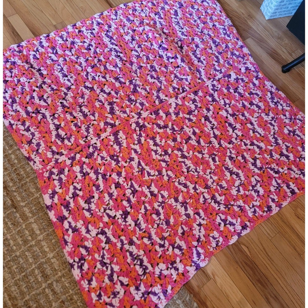 Crocheted BLANKET. Perfect size for play mat or picnic blanket.‎ Super soft!